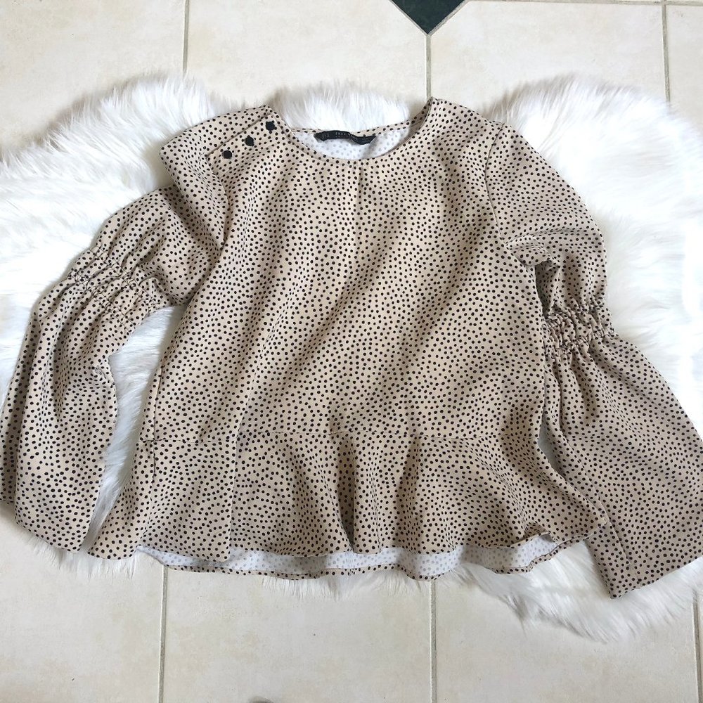 Zara Black and White Polka Dot Blouse